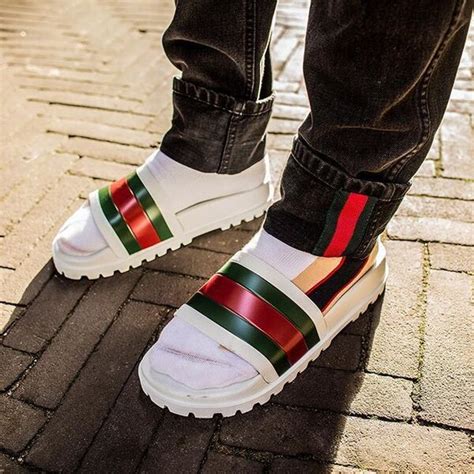 gucci slides on someone& 39|Gucci platform slides men.